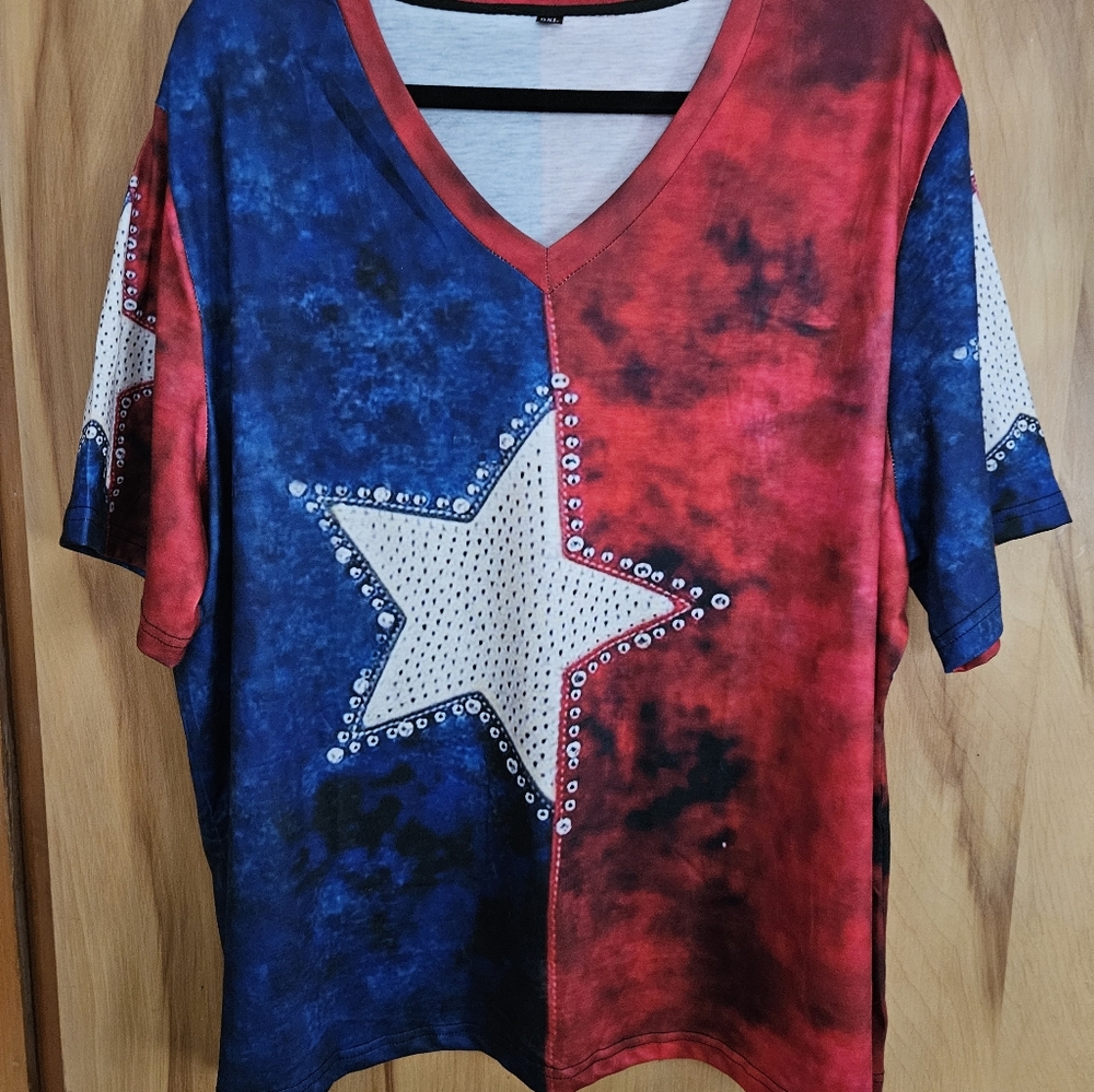Patriotic V-Neck Shirts - Red and Blue - Picture 2 of 11